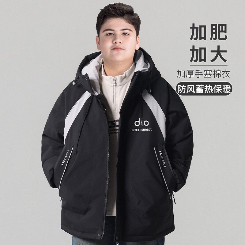 胖男童棉衣冬季加肥加大青少年棉服外套初高中学生大码冬装棉袄