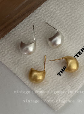 时尚简约百搭气质耳环高级感哑光金属耳钉女个性小众耳饰冷淡风