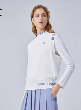 MUNSINGWEAR万星威女士秋冬高尔夫圆领休闲拼色薄款针织马甲