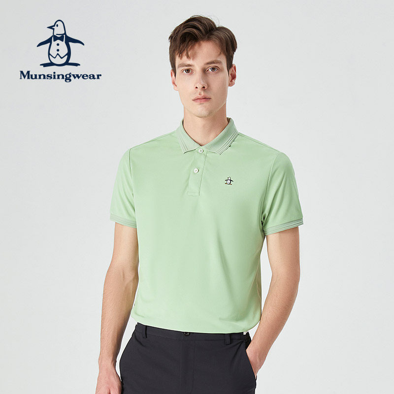 MUNSINGWEAR万星威高尔夫纯色翻领休闲运动珠地POLO衫T恤夏季短袖