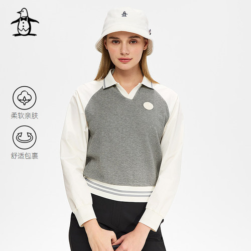 【柔软舒适】Munsingwear万星威休闲春季女士翻领长袖POLO衫外套