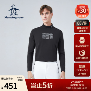 春夏高尔夫加绒字母印花半高领长袖 打底衫 万星威男士 MUNSINGWEAR