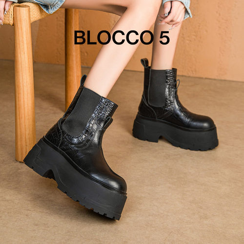 BLOCCO5蛇纹时尚切尔西靴