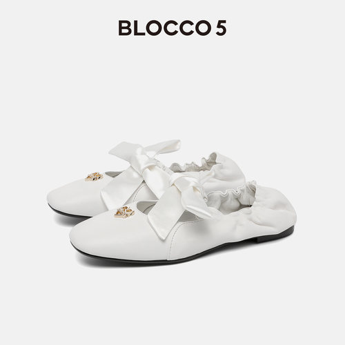 BLOCCO5春季芭蕾风蝴蝶结单鞋