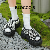 BLOCCO5女鞋 水钻魔术贴户外休闲女凉鞋 春夏厚底拖鞋 增高时尚