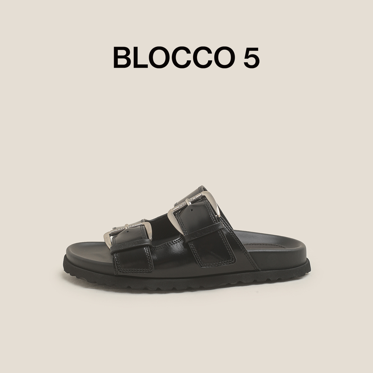 BLOCCO5女鞋2025年春夏新品双扣带勃肯鞋外穿拖鞋