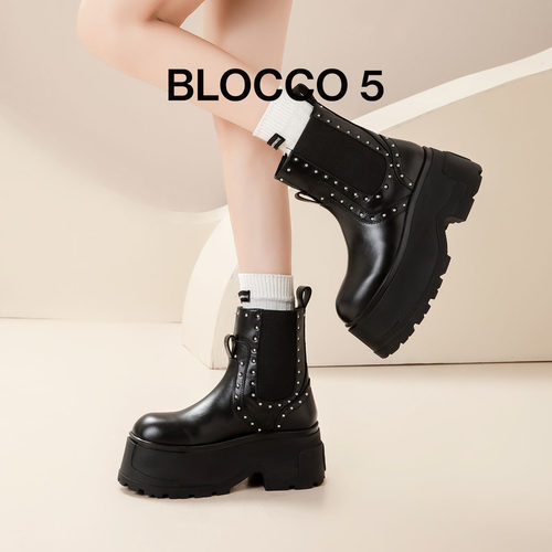 BLOCCO5英伦风厚底时尚切尔西靴