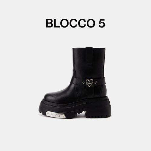 BLOCCO5增高扣带装饰时装靴