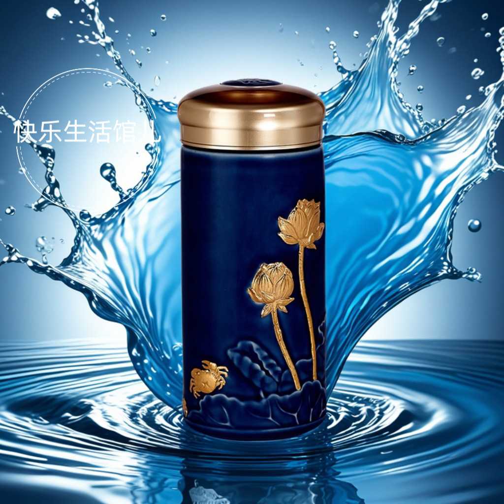 乾唐轩 和谐双层活瓷杯  鎏金彩釉 官方正品(可议价)