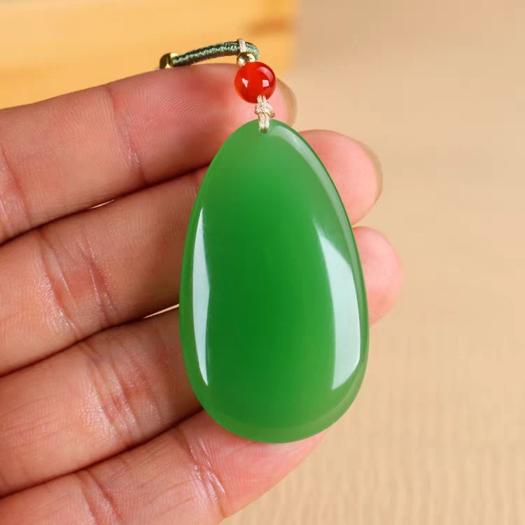 新坑和田玉冰种水滴形女款平安牌吊坠男款项链挂坠新疆玉器