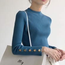 2019秋冬新款韩版半高领针织衫女长袖套头薄款毛衣打底衫修身上衣