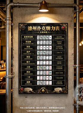 德州酒馆挂画棋牌室规则墙面装饰扑克牌背景墙壁画酒吧玄关氛围画