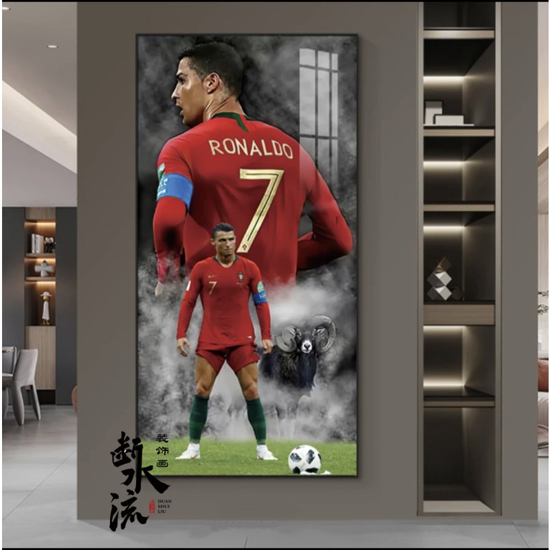 C罗足球挂画曼联皇马葡萄牙世界杯海报装饰画玄关体彩店壁画酒吧