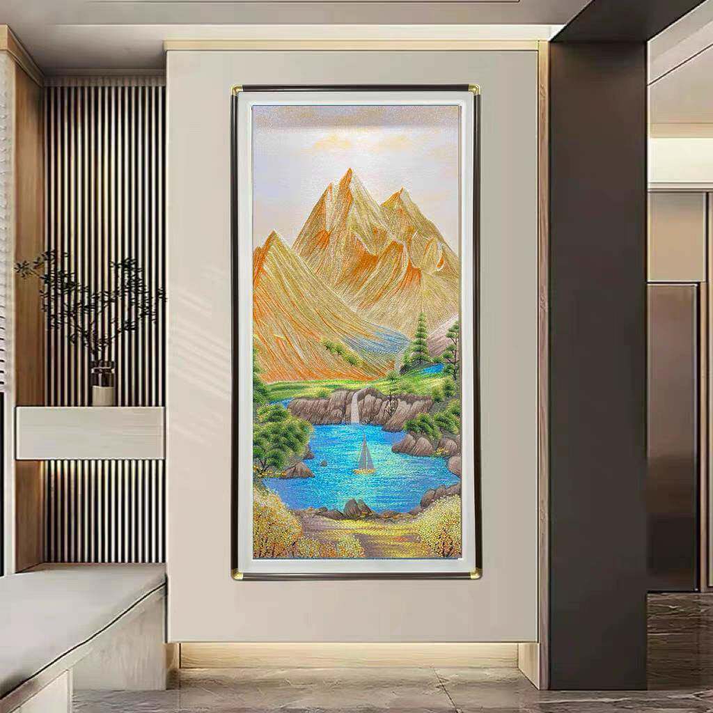 金山聚宝盆高档刺绣装饰画玄关走廊过道寓意好苏绣挂画葫芦墙壁画