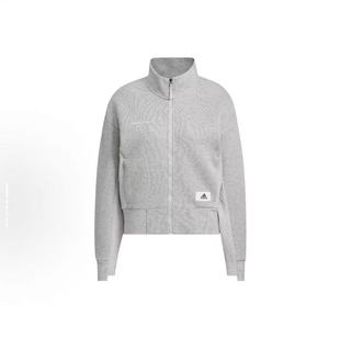 阿迪达斯运动风灰色立领拉链开衫女款休闲卫衣外套
