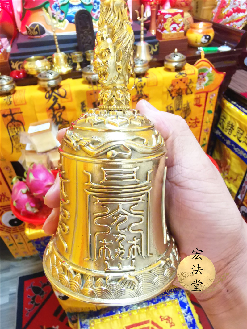 新款道纯铜天蓬帝钟祥云三叉铃手工铃铛天蓬铃法铃黄铜铃铛