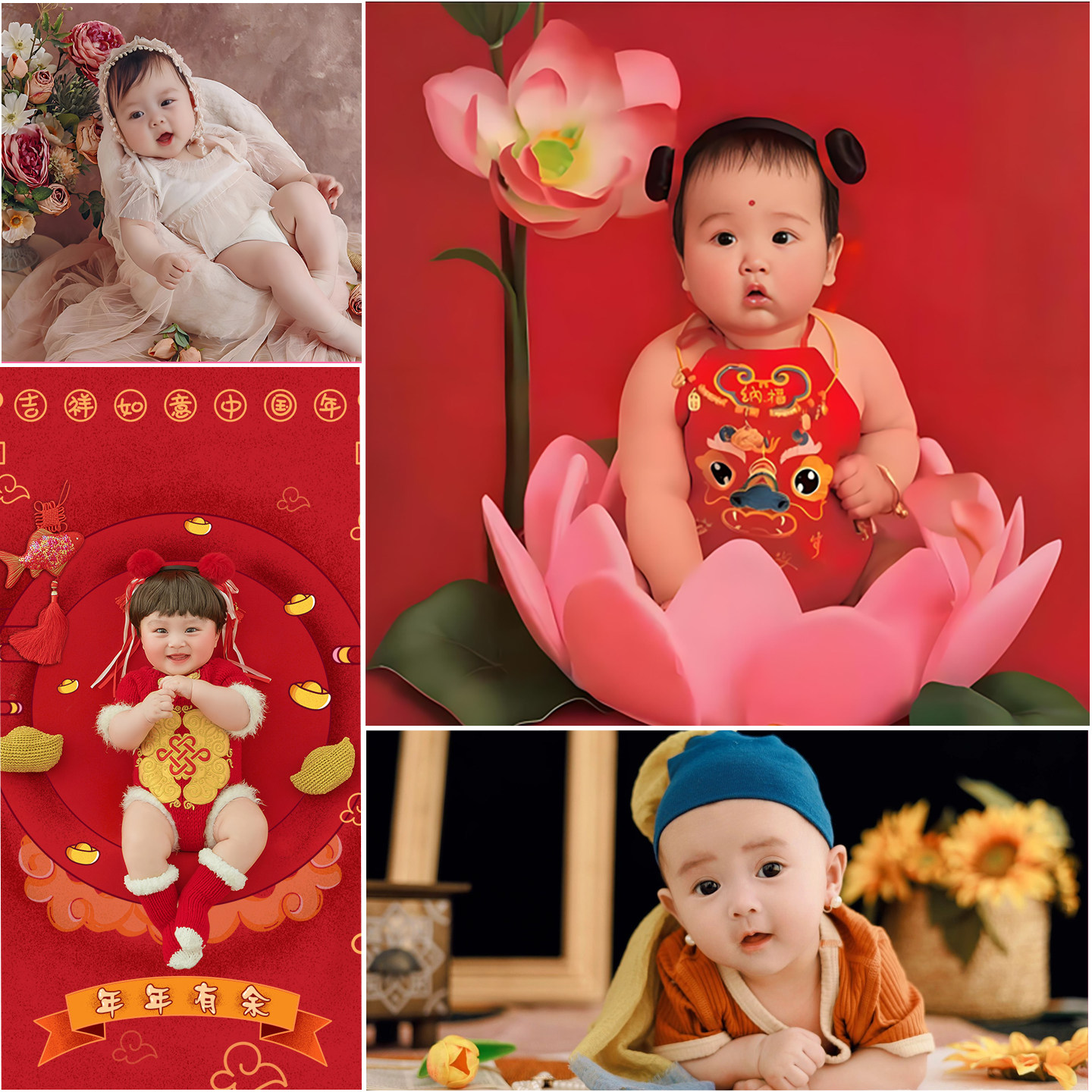 女童宝宝百天主题婴儿拍照衣服出租百日在家拍照服装道具摄影租赁