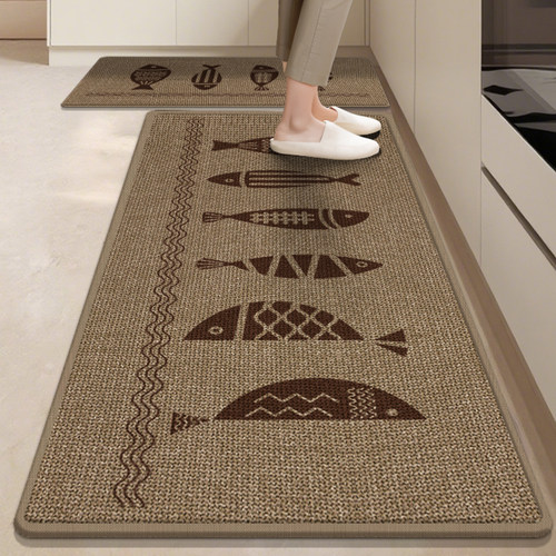 仿亚麻厨房地垫防滑防油吸水吸油