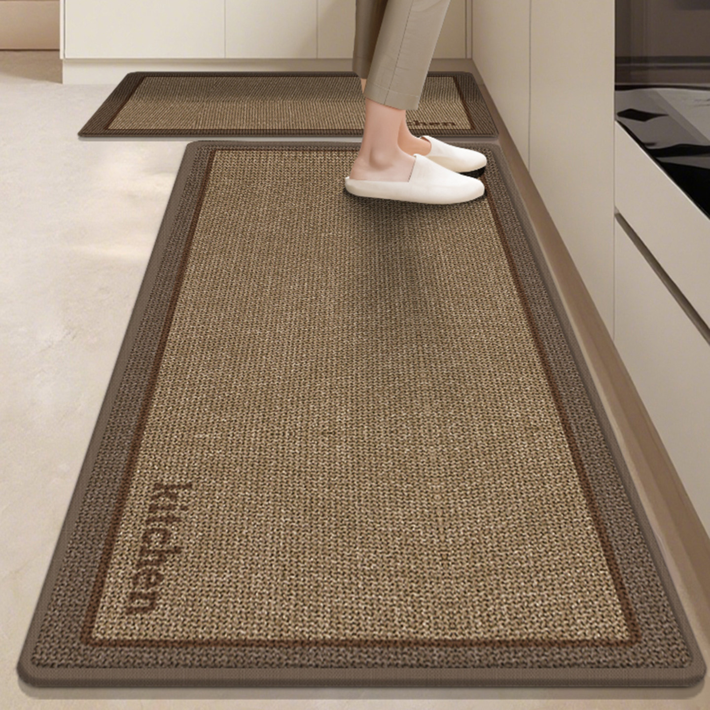 2025新款厨房仿亚麻地垫防滑防油可擦免洗家用地毯防水专用脚垫子,居家布艺,厨房地垫,淘宝优惠券,粉丝福利购,淘宝优惠卷
