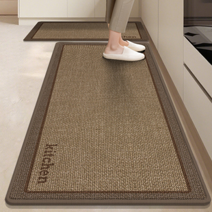 2025新款 厨房仿亚麻地垫防滑防油可擦免洗家用地毯防水专用脚垫子