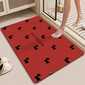 卫生间吸水地垫浴室防滑脚垫子硅藻泥厕所洗手间门口红色地毯耐脏