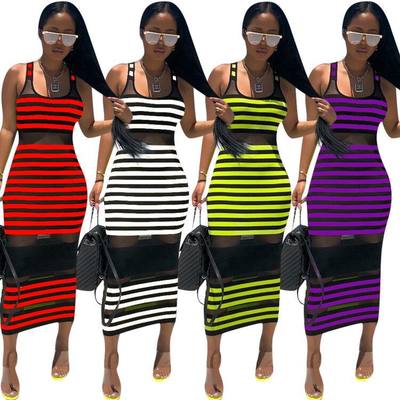Fashion women's sleeveless dress female summer Striped dress