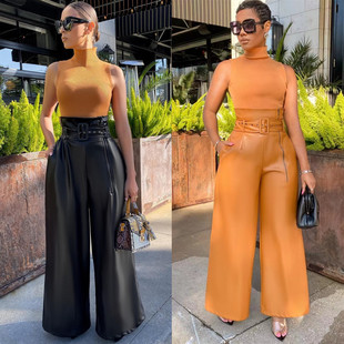 lus big size woman pants girl trousers women Leather pants