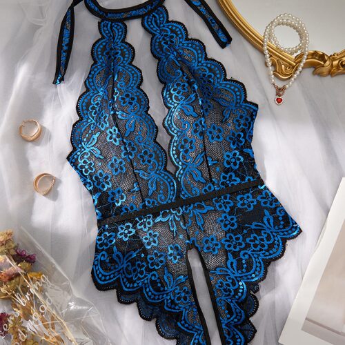 Sexy lingerie lace camisole open-crotch jumpsuit蕾丝连体睡衣