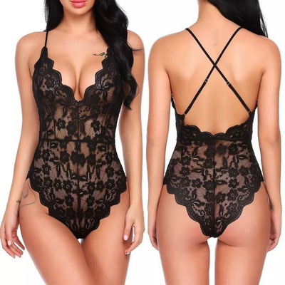 Sexy erotic lingerie sling print erotic lingerie one-piece