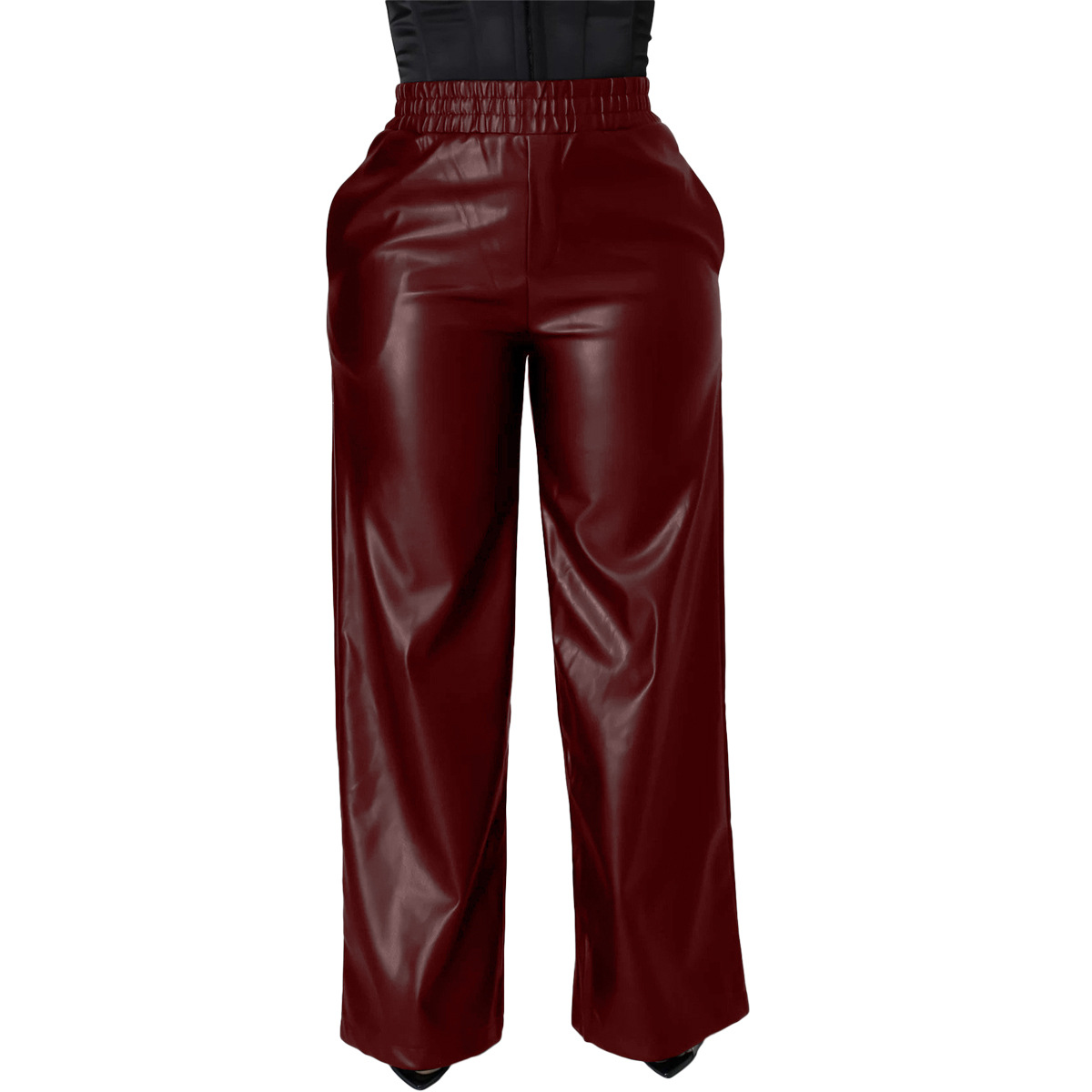 women trousers new long pants lady pu trousers new 长款裤女