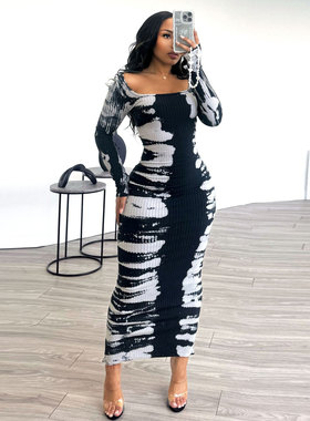 plus size dress for women print big size fat lady dress 2xl