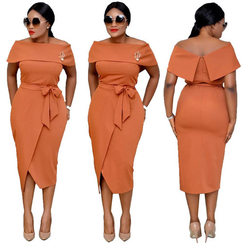 African fashion commuter plus size one shoulder women dress