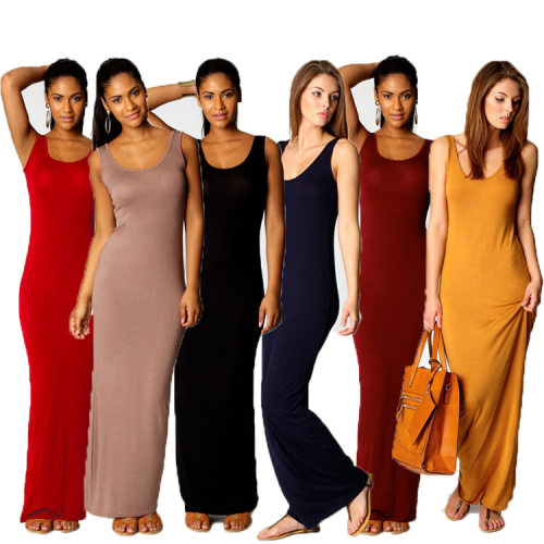 summer dress elegant women ladies sleeveless long dress