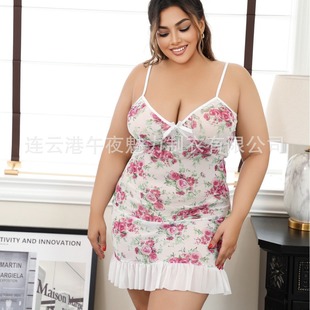 5XL Large Lace Sexy Underwear Strap Dress Sleeping Skirt