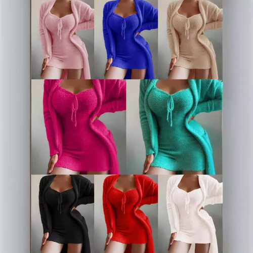 Women Winter Plush Home Clothes Sleepwear 2-piece Set女睡衣