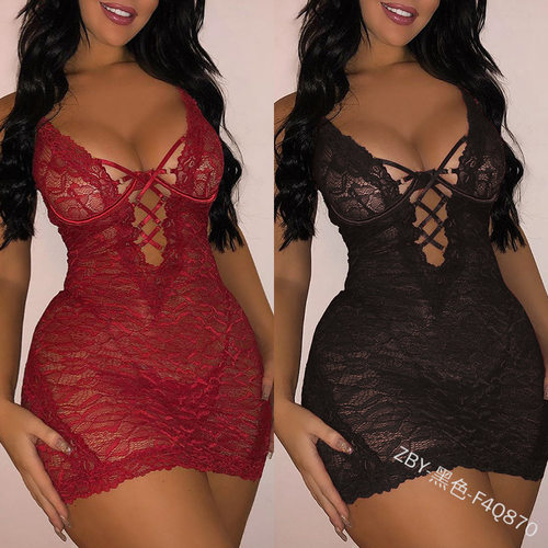 Fun lingerie sexy lace camisole nightgown short skirt dress
