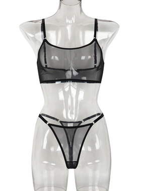 Sexy lingerie three-point style, mesh lace bra set女网纱文胸