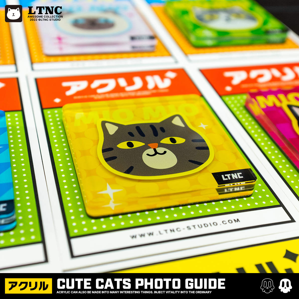 LTNC双层精致日系猫咪冰箱贴杯垫