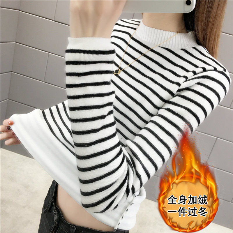 加绒加厚打底衫2019新款秋冬装内搭韩版宽松长袖半高领保暖毛衣女|msdalam kategori Butik wanita / wanita, sweater - dari Buy2taobao.com untuk memberikan perkhidmatan ejen Taobao profesional membeli
