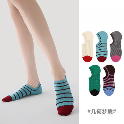 贞美家袜子女夏季薄款透气舒适短袜复古时尚针织吸汗不跟隐形女船