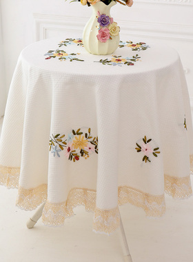 餐桌布布艺田园棉麻小清新圆形桌布家用现代简约美式文艺风家居