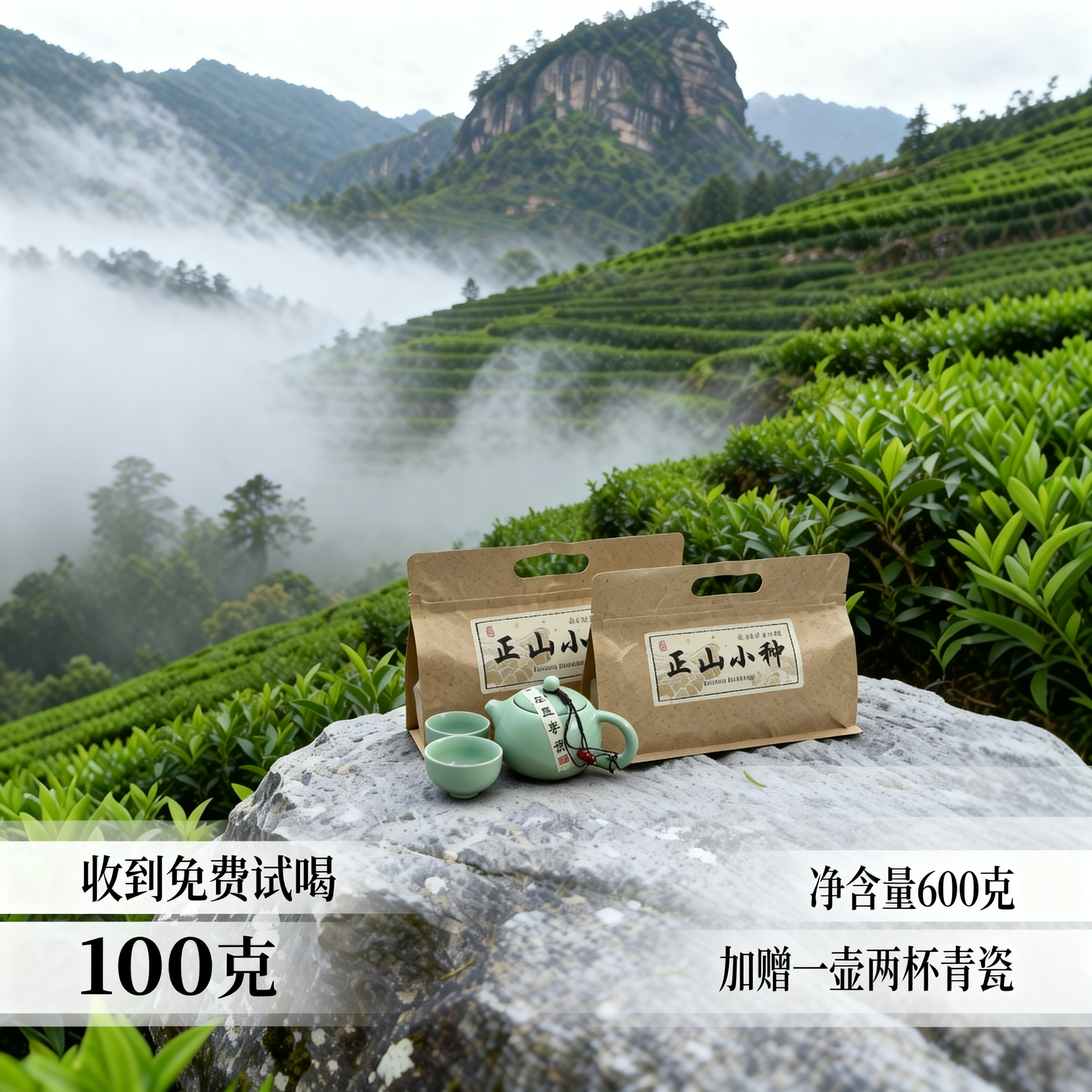 正山小种武夷山功夫红茶浓香型特级红茶礼盒双罐装共500g配手提袋