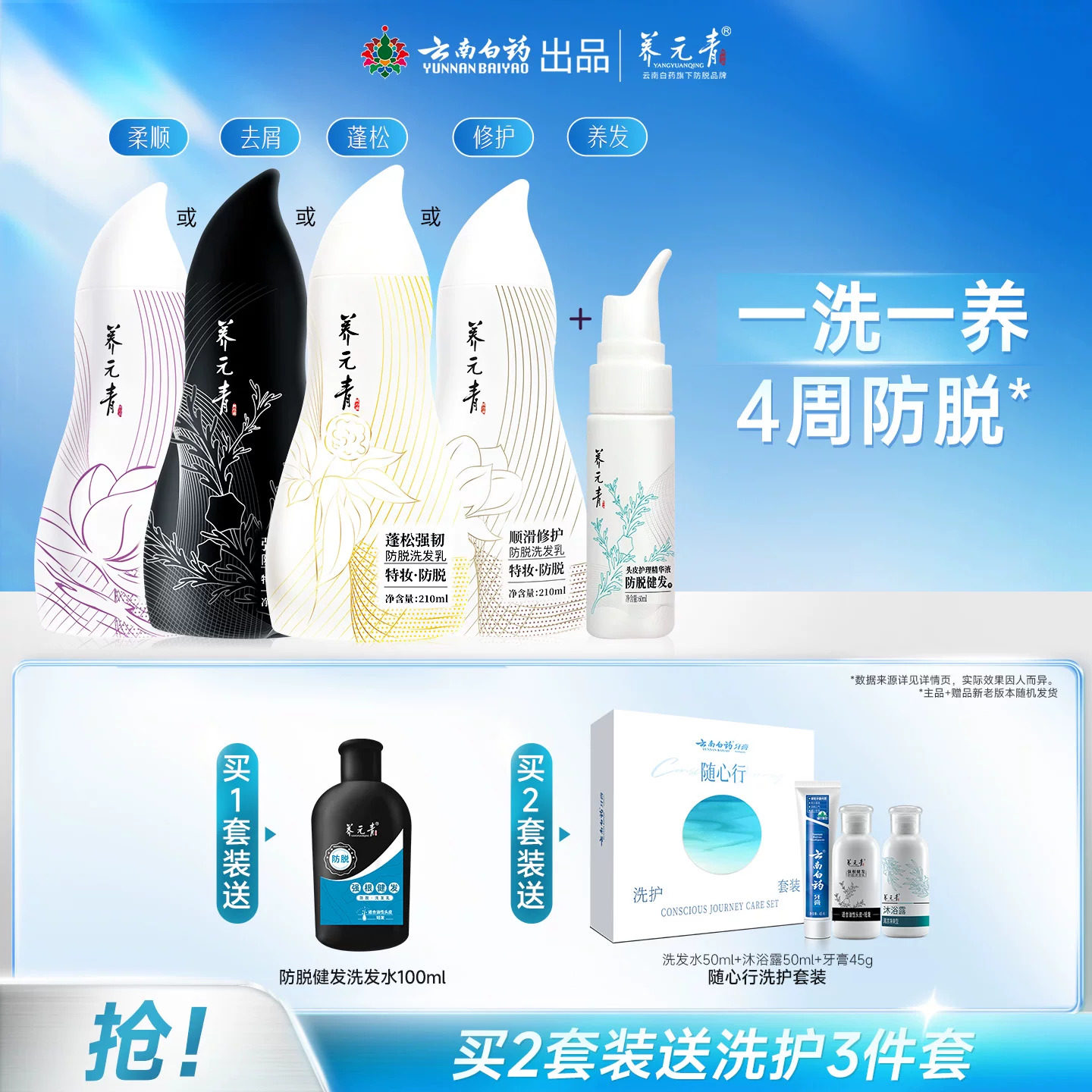云南白药养元青防脱洗发水精华液