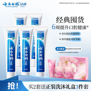 云南白药牙膏留兰香清新口气改善牙龈问题减少牙垢官方正品90g*5