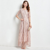 晚礼服5XL气质长款 200斤微胖大码 准婆婆婚礼妈妈装 结婚宴会连衣裙