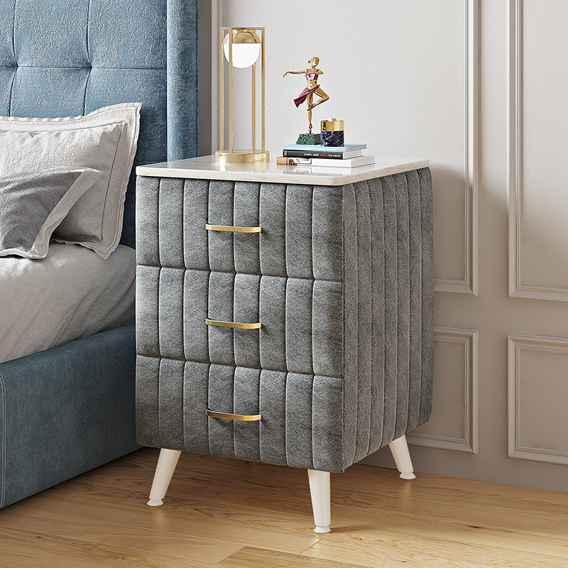 床头柜轻奢软包储物柜置物架实木