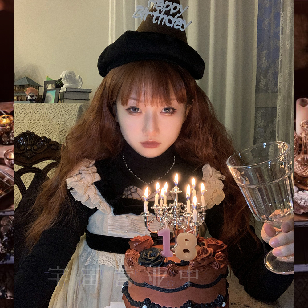 「限量100顶-夜皇后」红棕大波浪魔女万圣节平刘海优雅假发Lolita