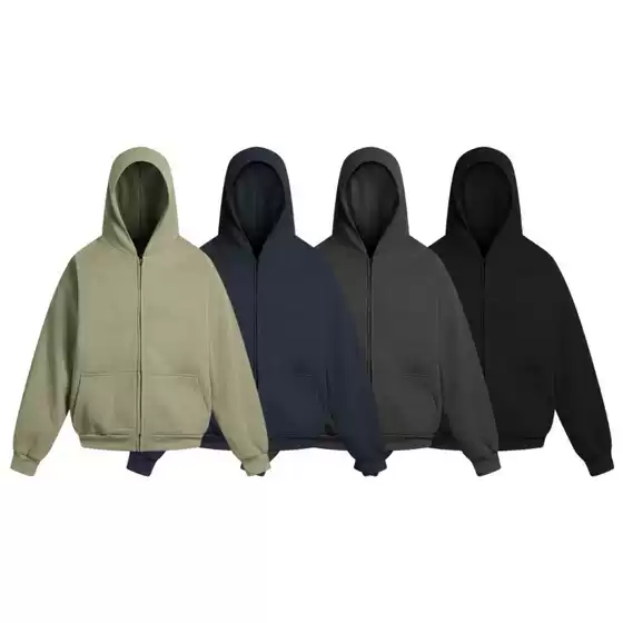 Kanye Yeezy Three-Party Collaboration American-Style Heavyweight Double-Layer Zipper Hoodie Jacket for Men and Women Trendy
