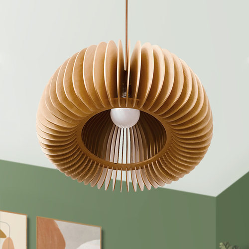 日式复古南瓜卧室灯木质vintage书房吊灯创意餐厅灯具中古艺术灯