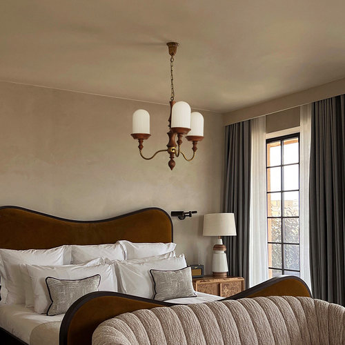 高档黑胡桃木黄铜吊灯复古卧室